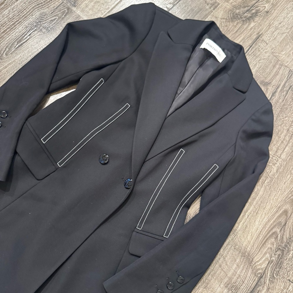 PORTSPURE Elegant Black Women's Blazer size 36 women 100% wool - Picture 3 of 7